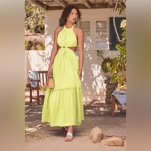 Lulus Island Vacay Light Green / Chartreuse Tie-Back Maxi Dress